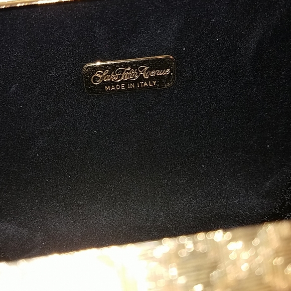 Saks Fifth Ave. Gold Metal Purse Made in Italy - Picture 5 of 8